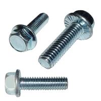 M8-1.25 X 25 mm Hex Flange Screw (FT), Serrated, DIN 6921, Class 8.8, Clear Zinc